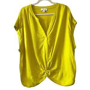 Marc New York Jeans Linen Blend Blouse Size 2X Bright Yellow Top